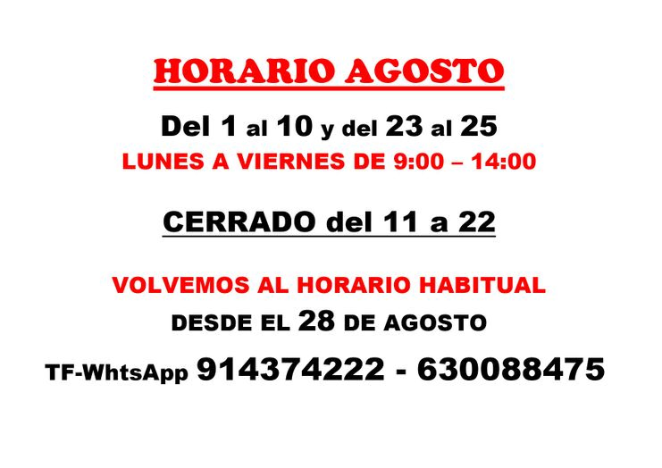 HORARIO AGOSTO